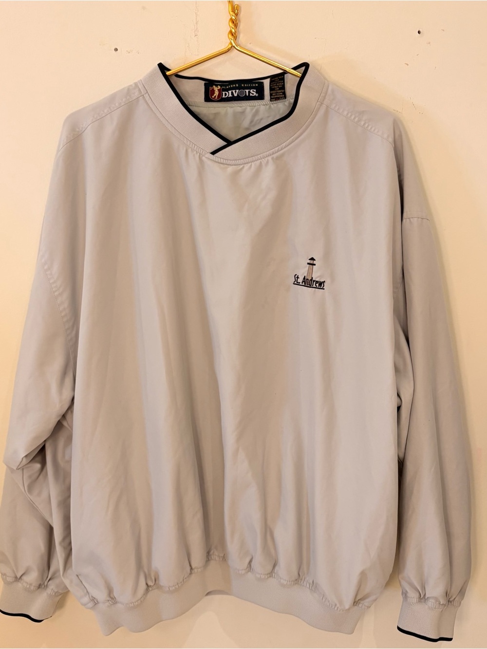 St. Andrews Water Résistant Light Stone Gray Golf Pullover Windshirt